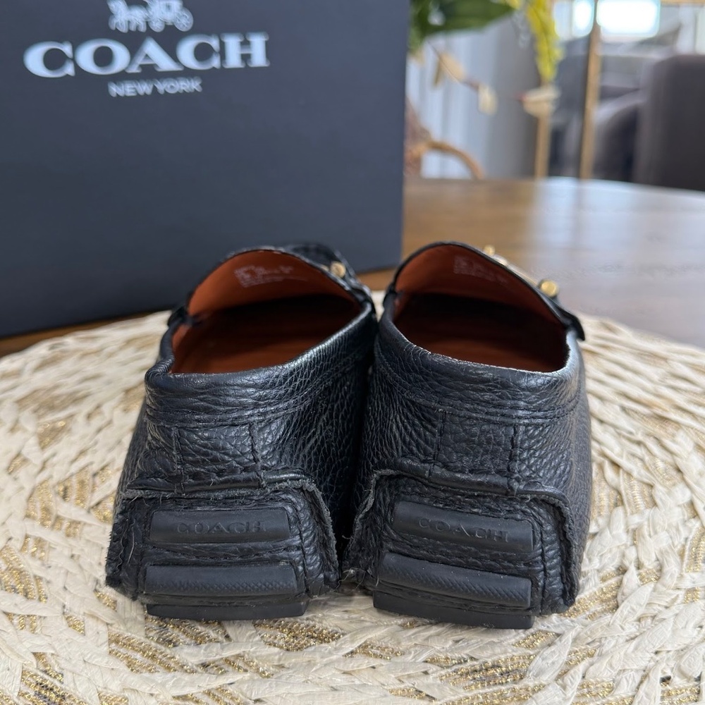 Coach Women's Black Leather Crosby Driver Turnlock Loafer Flats Size 7.5 - Picture 3 of 10